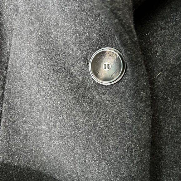 Calvin Klein Size 12 Wool Blend Winter Coat Dark Charcoal Gray Peacoat Belted - Picture 8 of 8